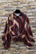 ES137 Burgundy Marble Print Blouse
