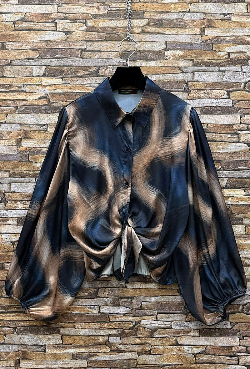 ES139 Navy Marble Print Blouse