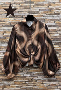 ES138 Dark Brown Marble Print Blouse