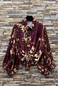 ES140 Burgundy Leopard Print Blouse