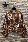 ES141 Dark Brown Leopard Print Blouse
