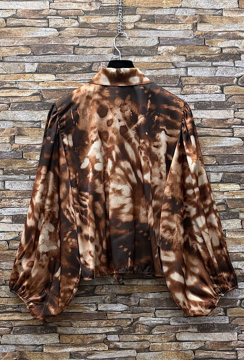 ES141 Dark Brown Leopard Print Blouse
