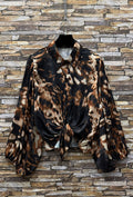 ES142 Black Leopard Print Blouse