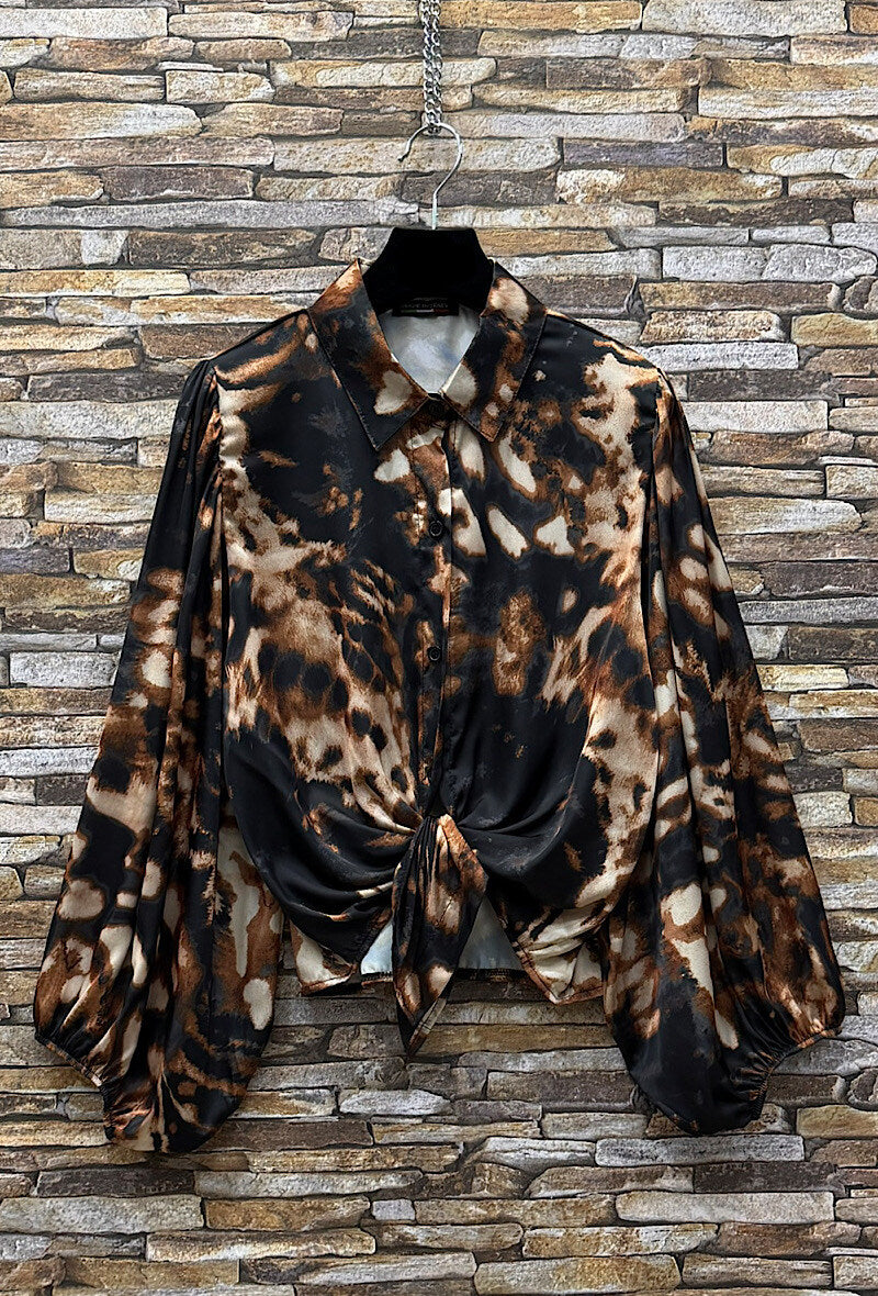 ES142 Black Leopard Print Blouse