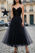 ESSMDNY One Size Navy Italian Tulle Midi Skirt