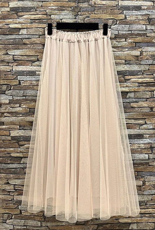 ESSMDIV One Size Ivory Italian Tulle Midi Skirt