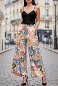 ESSWLFL Italian OS Floral Satin-Effect Wide-Leg Pants