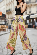 ESSWLTBD Italian One Size Tropical Bird Wide-Leg Pants