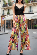 ESSWLALP Italian OS Abstract Leaf Print Wide-Leg Pants