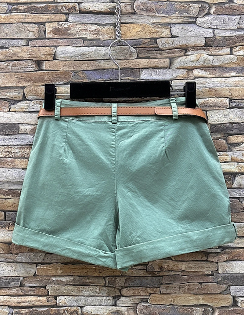 ELCBSSG Italian Sage Cotton Belted Shorts - Sizes S - XL