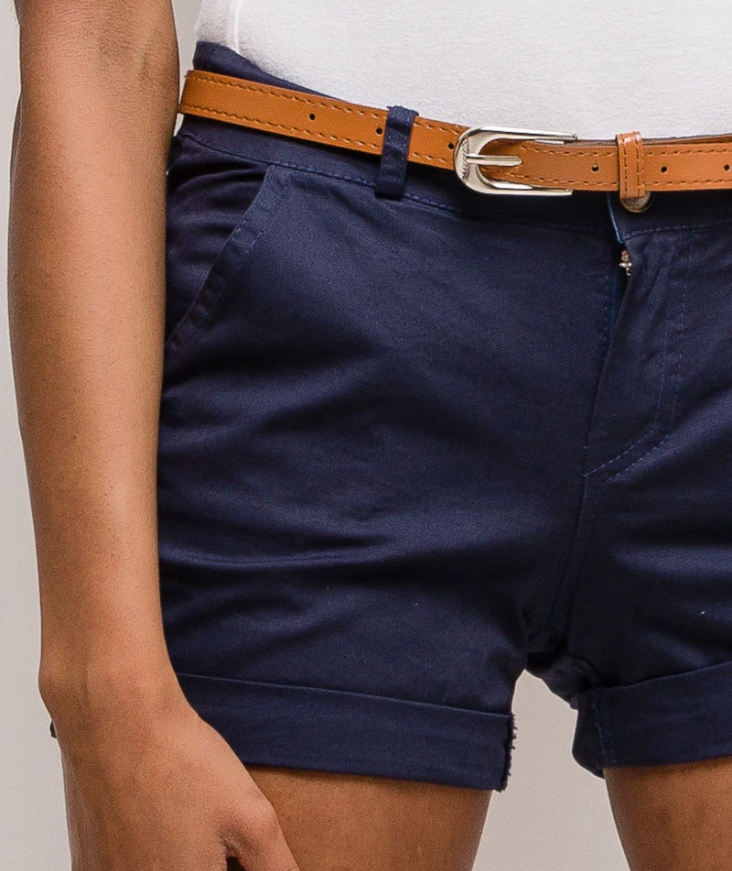 ELCBSNA Italian Navy Cotton Belted Shorts - Sizes S - XL