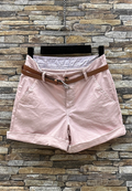 ELCBSLLP Italian Light Pink Cotton Belted Shorts - Sizes S - XL