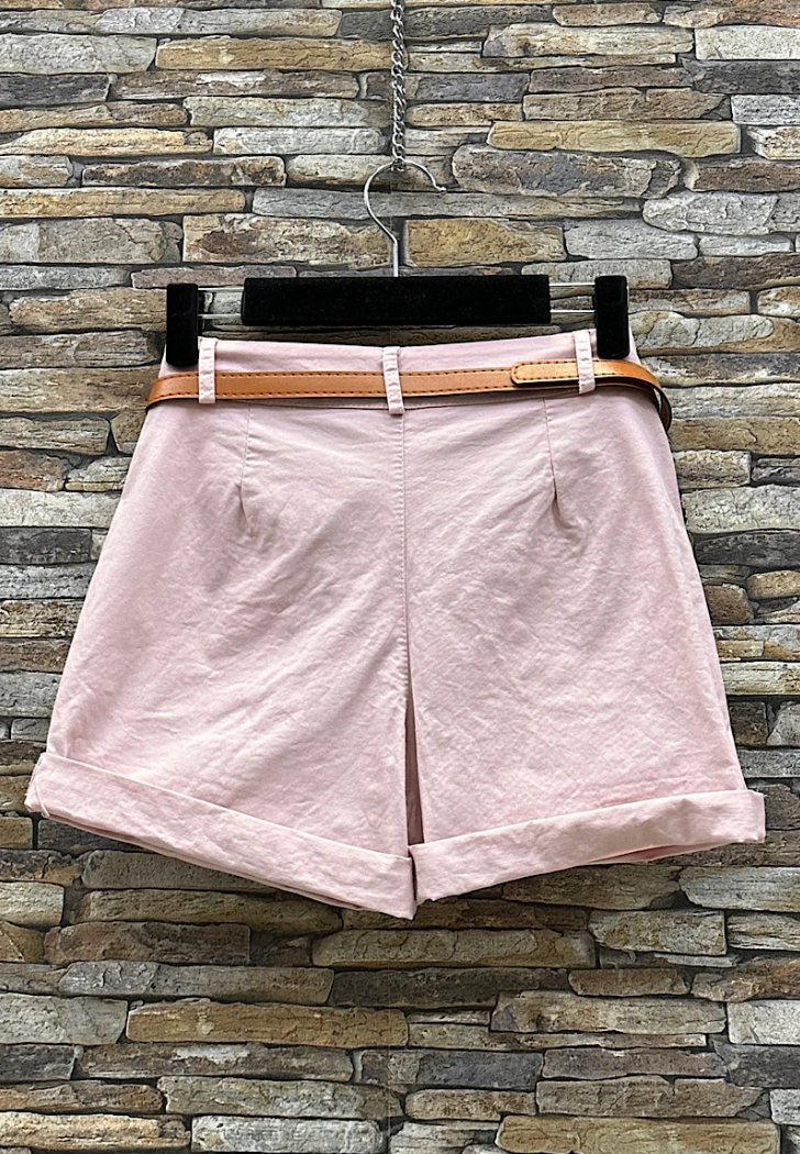 ELCBSLLP Italian Light Pink Cotton Belted Shorts - Sizes S - XL
