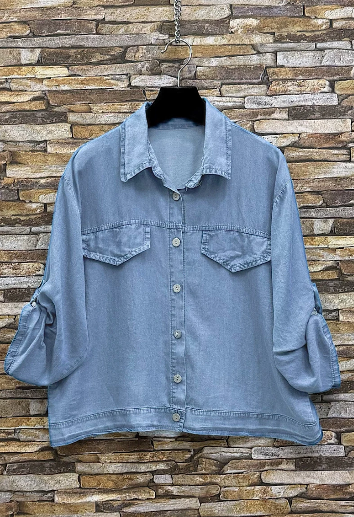 ELLYCLJSB Italian OS Sky Blue Lyocell Shirt Jacket