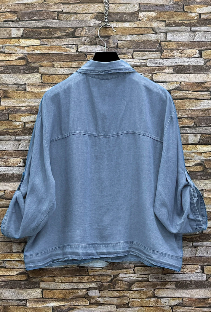 ELLYCLJSB Italian OS Sky Blue Lyocell Shirt Jacket