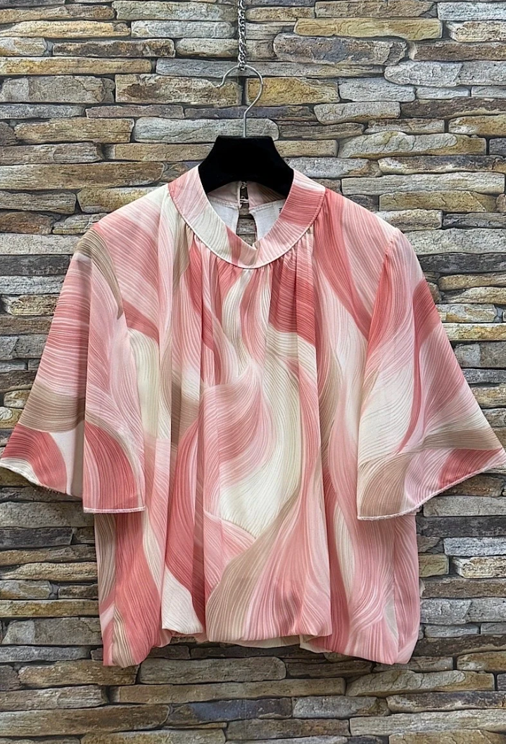 ESBSSPISPB Italian OS Pink Ivory Swirl Blouse