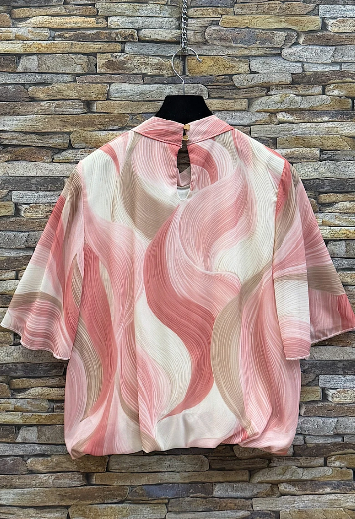 ESBSSPISPB Italian OS Pink Ivory Swirl Blouse
