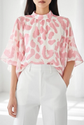 ESBSSPIASB Italian OS Pink Ivory Abstract Spot Blouse