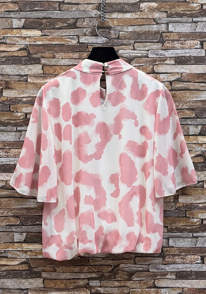 ESBSSPIASB Italian OS Pink Ivory Abstract Spot Blouse