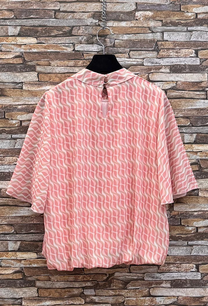 ESBSSSPTPB Italian OS Soft Pink Textured Pattern Blouse