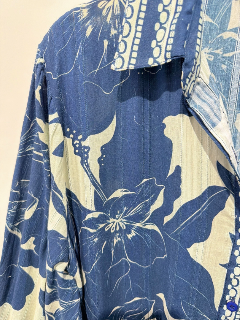YOMDFBLT Indian OS Blue Floral Tiered Maxi Dress