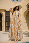 YOMDOMT Indian OS Orange Medallion Tiered Maxi Dress
