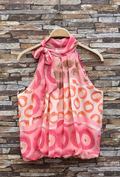 ESBLSLPCB Italian OS Pink Circle Bow Halter Blouse