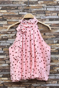 ESBLSPBPDH Italian OS Pink Brown Polka Dot Halter Blouse
