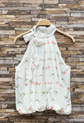 ESBLSWHPTB Italian OS White Pink Tulip Bow Halter Blouse