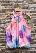 ESBLSPPUW Italian OS Pink Purple Watercolour Halter Blouse