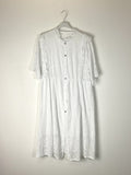 TDEBFD Eyelet Button Front Short Dress — White