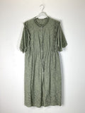 TDEBFD Eyelet Button Front Short Dress — Olive