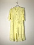TDEBFD Eyelet Button Front Short Dress — Yellow