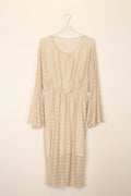 TDLSM Lace Flared-Sleeve Midi Dress — Beige