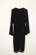 TDLSM Lace Flared-Sleeve Midi Dress — Black