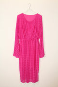 TDLSM Lace Flared-Sleeve Midi Dress — Fuchsia