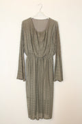TDLSM Lace Flared-Sleeve Midi Dress — Taupe