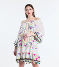 TDOFM Off-Shoulder Floral Mini Dress — White