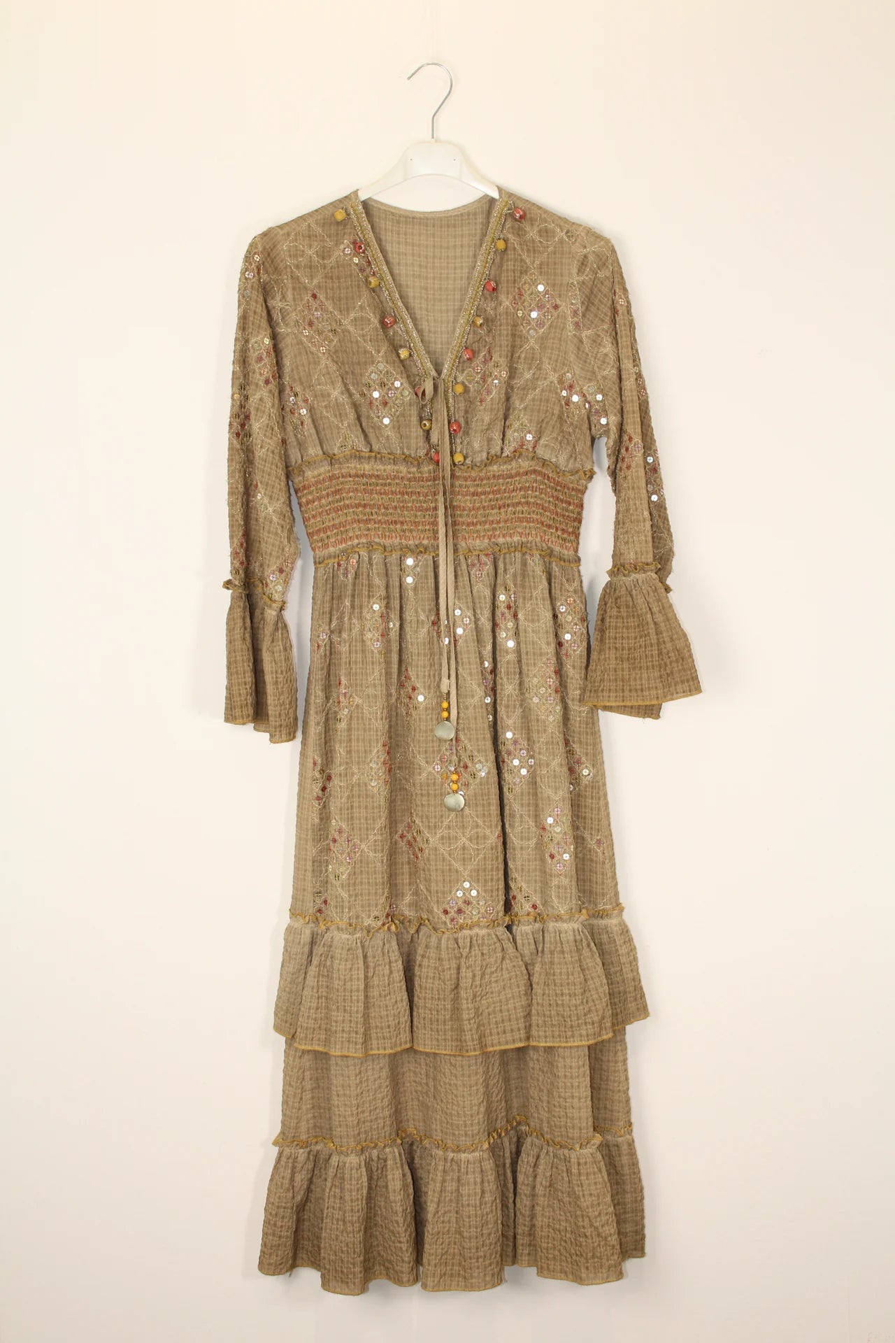 TDSQM Sequin Embroidered Maxi Dress — Camel