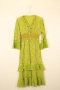 TDSQM Sequin Embroidered Maxi Dress — Lime Green