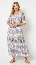 TDTPM Tropical Print Maxi Dress — Dark Blue