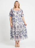 TDTPM Tropical Print Maxi Dress — Navy