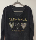 VEL2 Black Miracle Hearts Printed Sweater