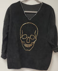 VEL4 Black Gold Skull Printed Sweater