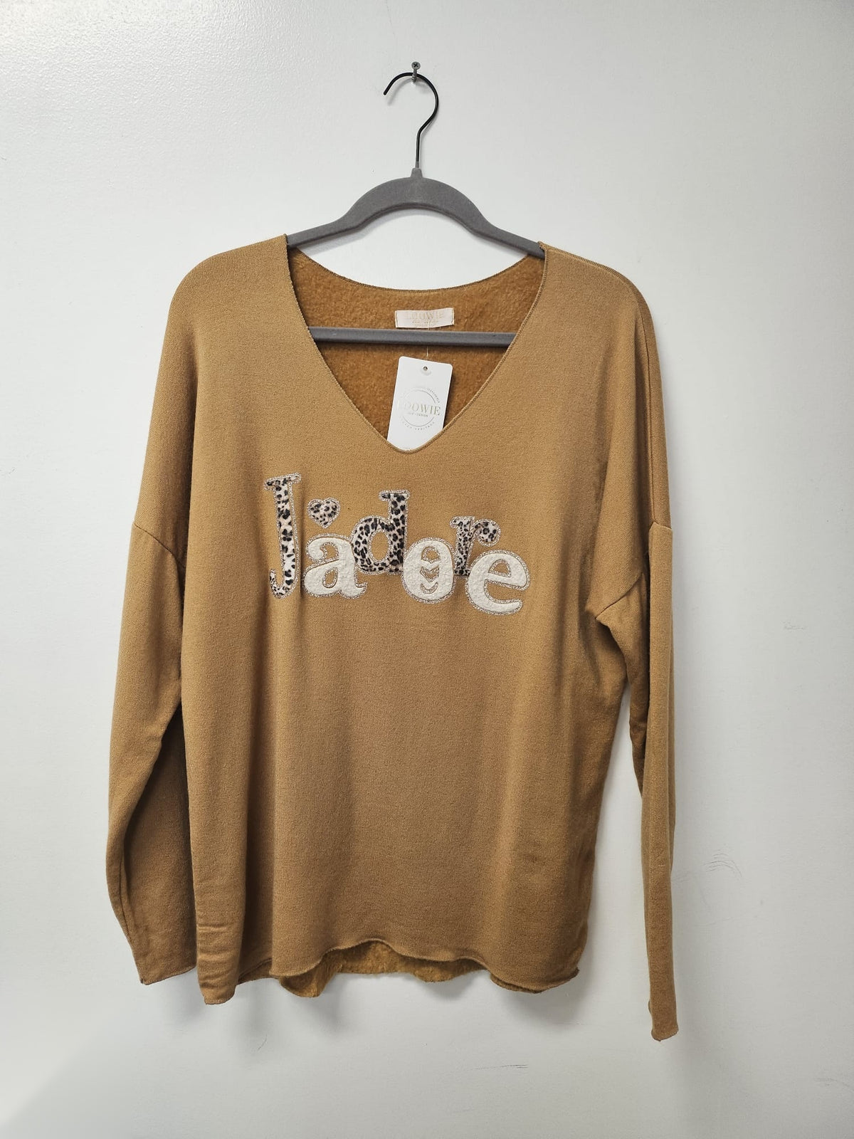 VI625 Camel Warm and Cosy Printed Sweater
