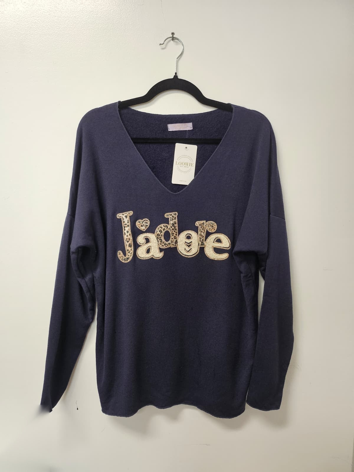 VI628 Navy Warm and Cosy Printed Sweater