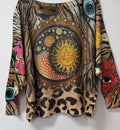 VI651 Brown Leopard Celestial Printed Sweater