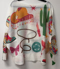 VI653 White Western Cowgirl Printed Sweater