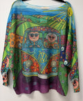 VI656 Multicolor Hippie Van Printed Sweater