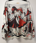 VI657 White Elegant Ladies Printed Sweater